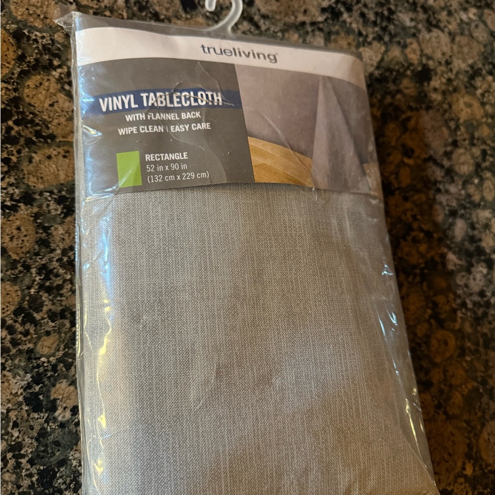 True Living Silver Vinyl Tablecloth